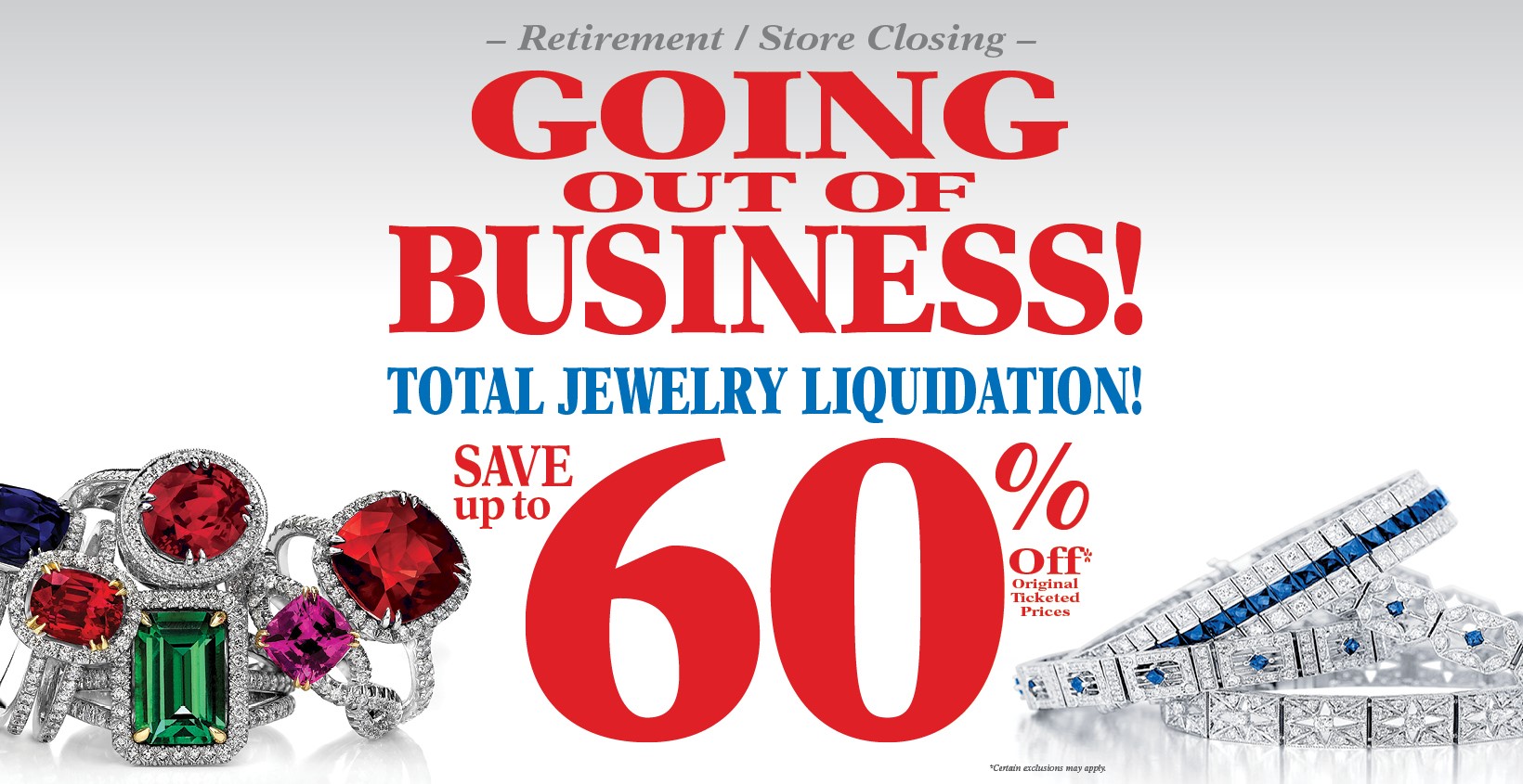Going Out of Business banner - Total Jewelry Liquidation