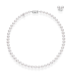 Mikimoto Cultured Pearl 18 Inch Two-Piece Set in White Gold 