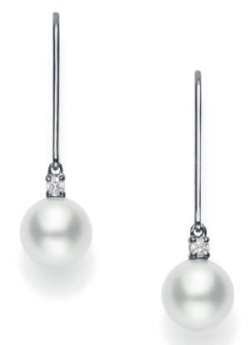 Mikimoto Drop Cultured Akoya Pearl and Diamond Earring 